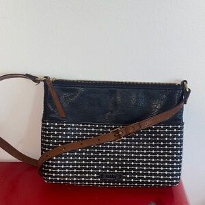 Stylish Black and Brown Fossil Crossbody Bag